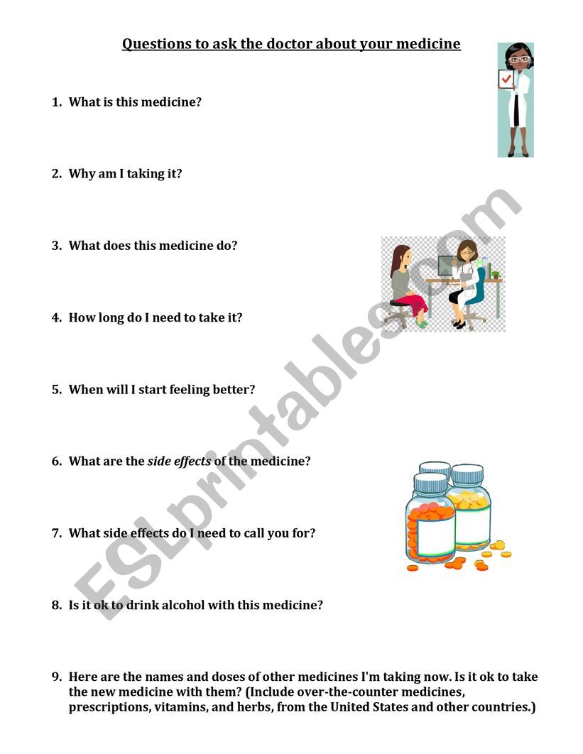 Questions to ask your doctor worksheet