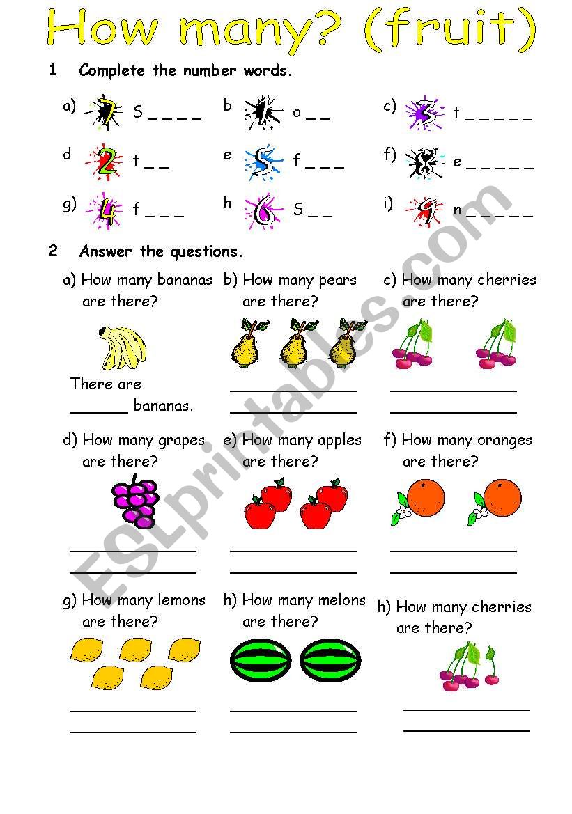 Questions How Many ESL Worksheet By Sruggy