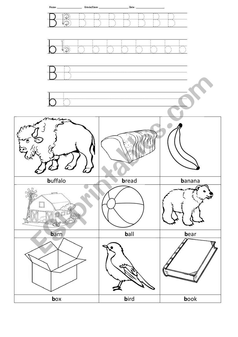 letter B - ESL worksheet by titazotes