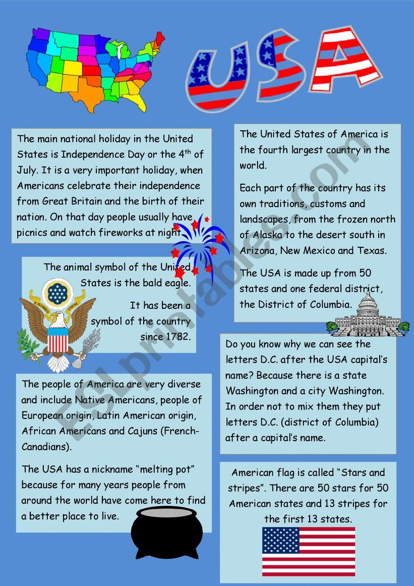 USA Facts ESL Worksheet By Edegil