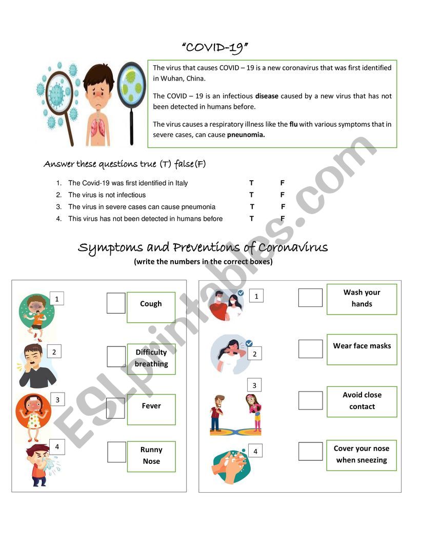 English worksheets: CORONAVIRUS