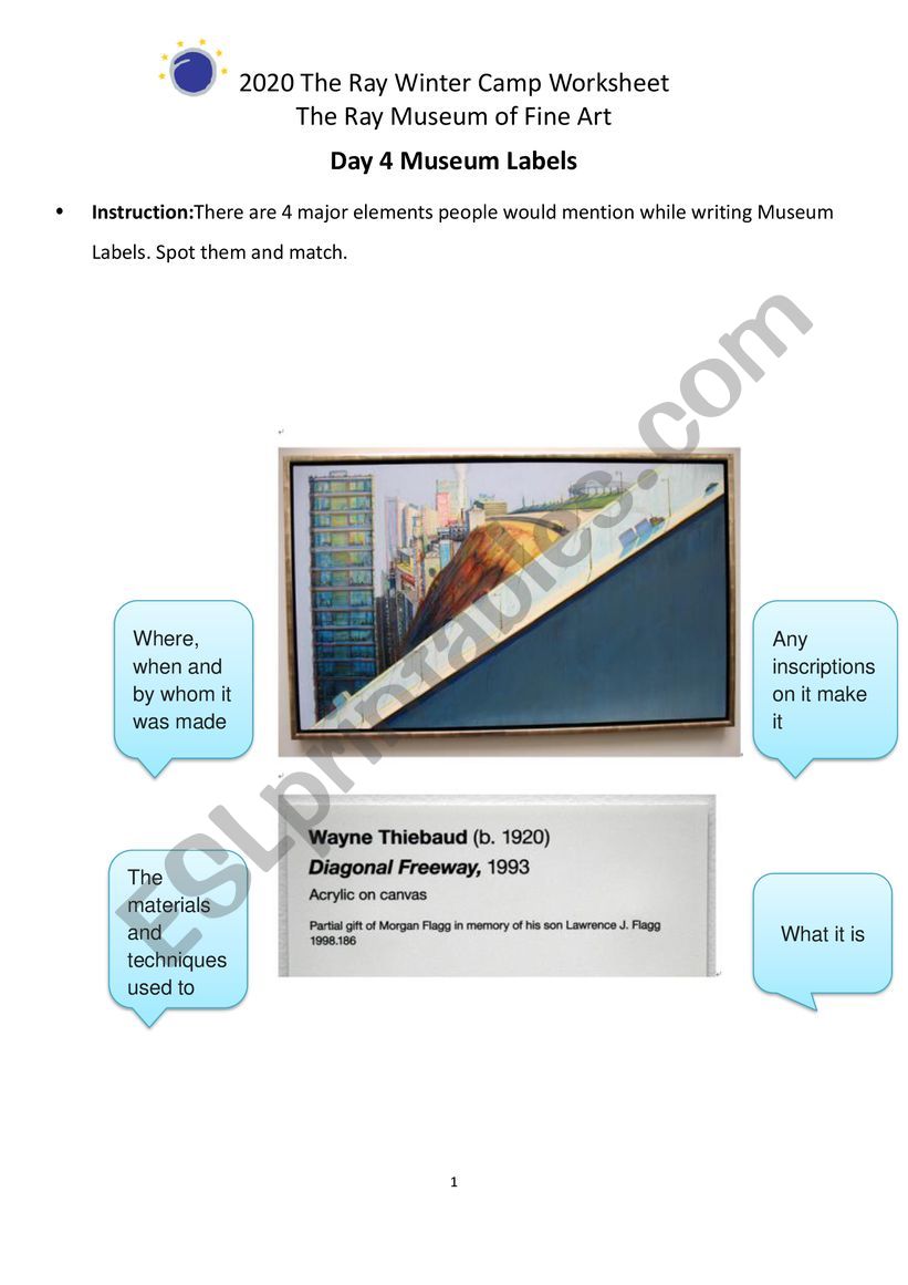 Museum Lable worksheet