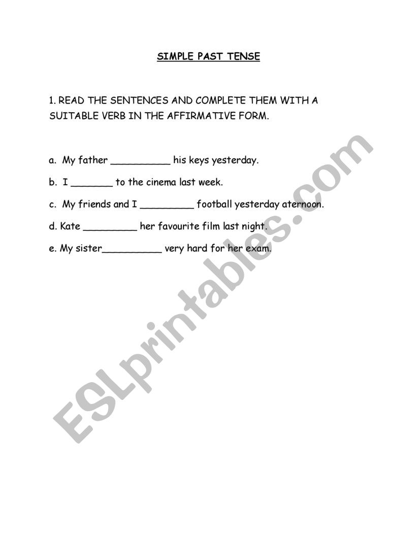 simple past tense worksheet