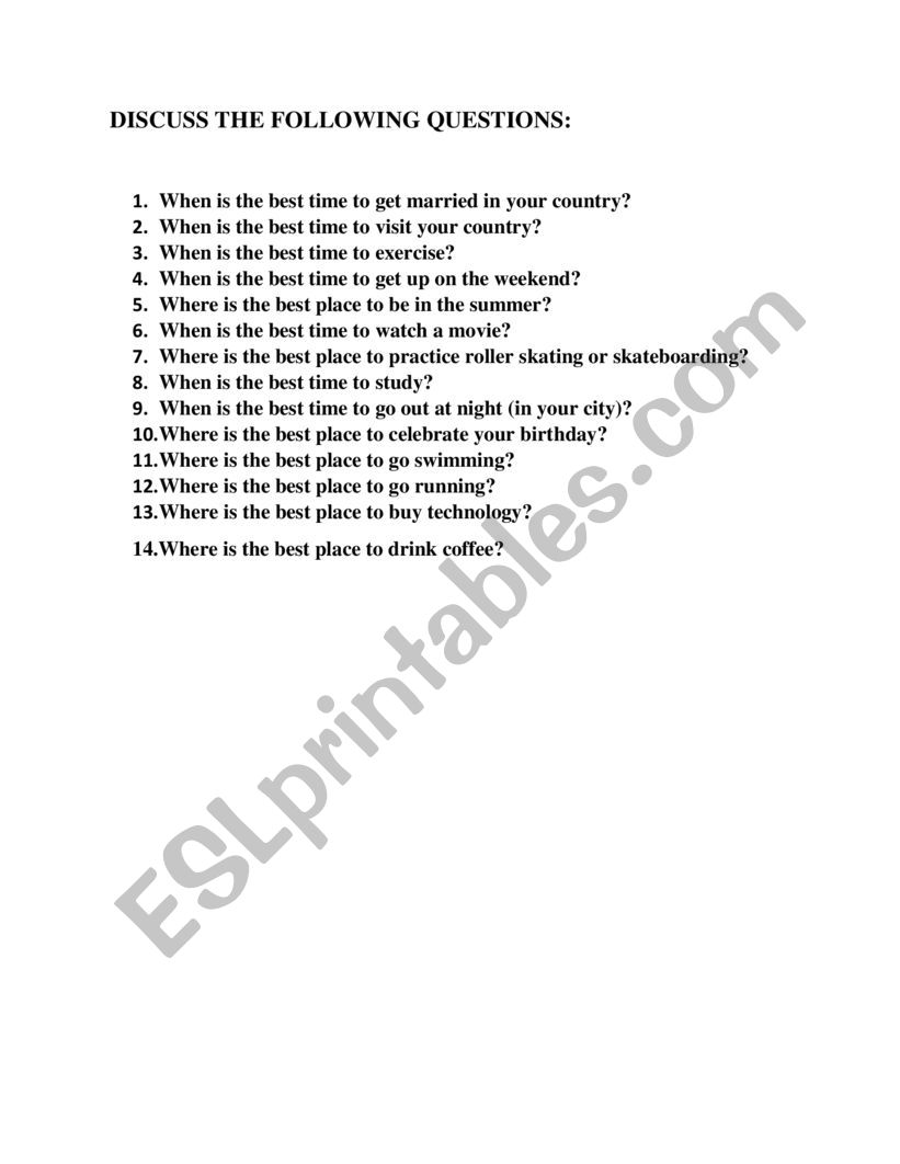 speaking worksheet