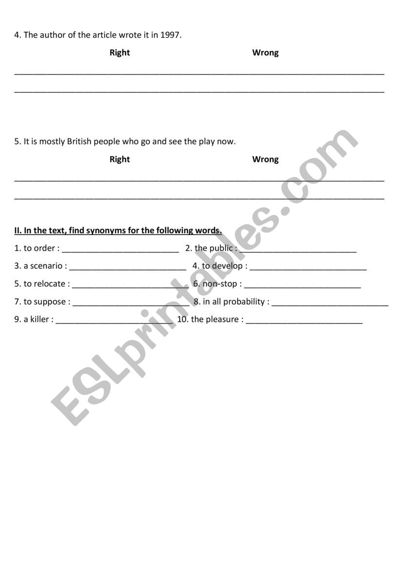 Agatha Christie The Mousetrap Reading Comprehension Esl Worksheet By Sadbetty