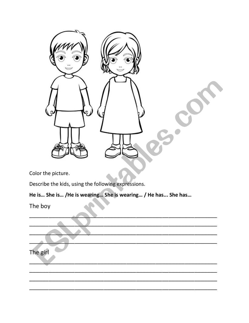 Color and describe worksheet
