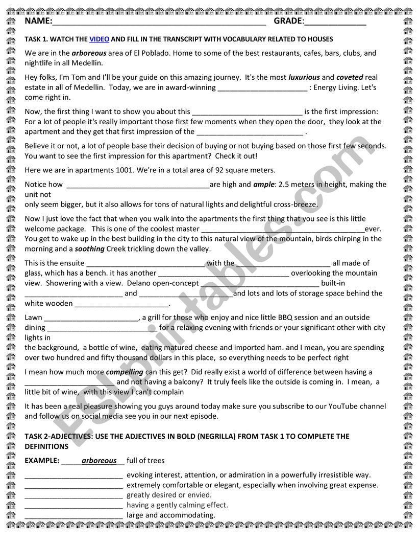 Housing worksheet