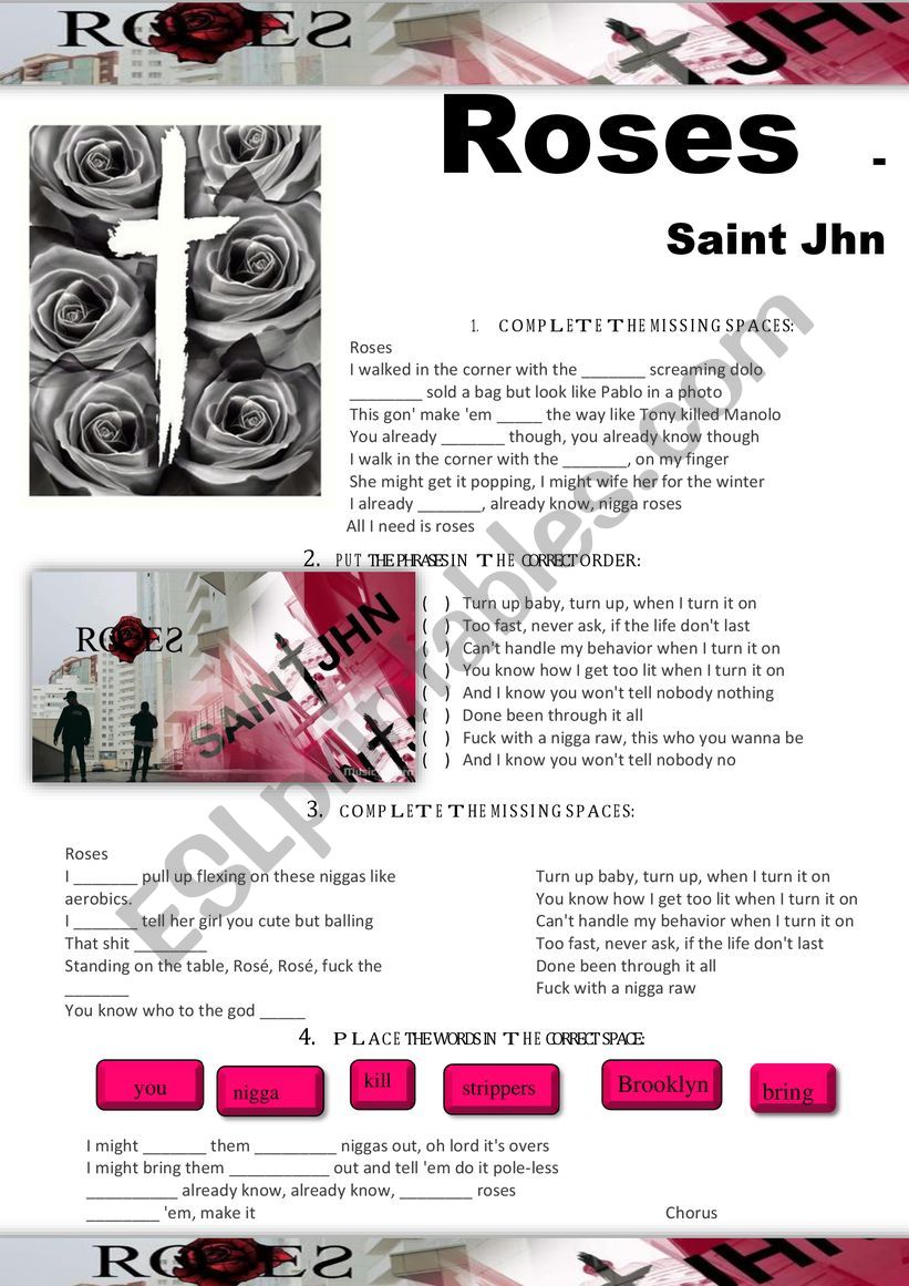 Roses   Saint Jhn  worksheet