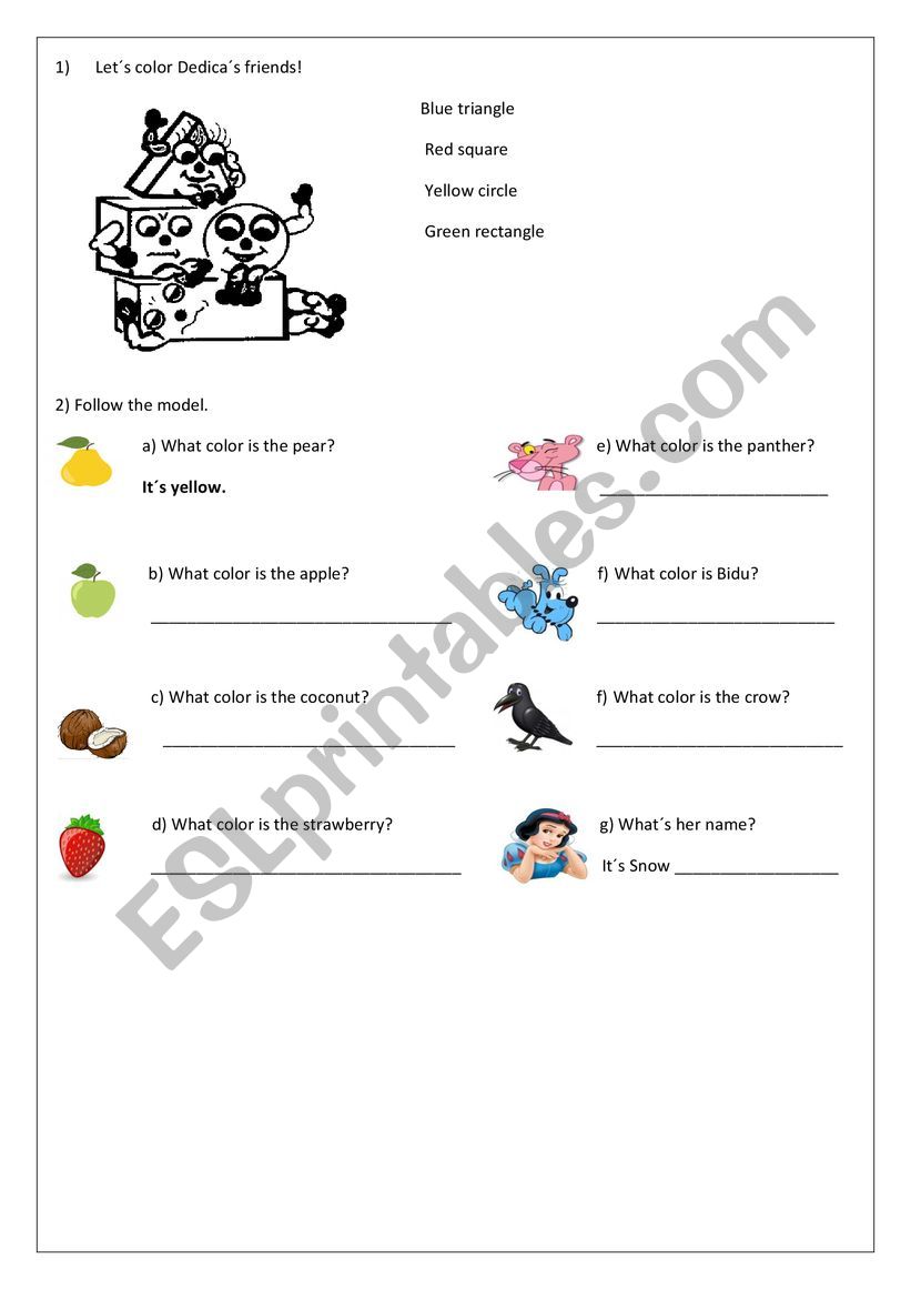 Colors and school objects worksheet
