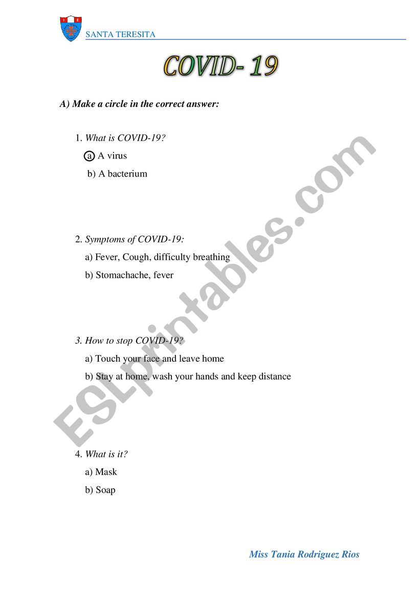 covid-19 worksheet