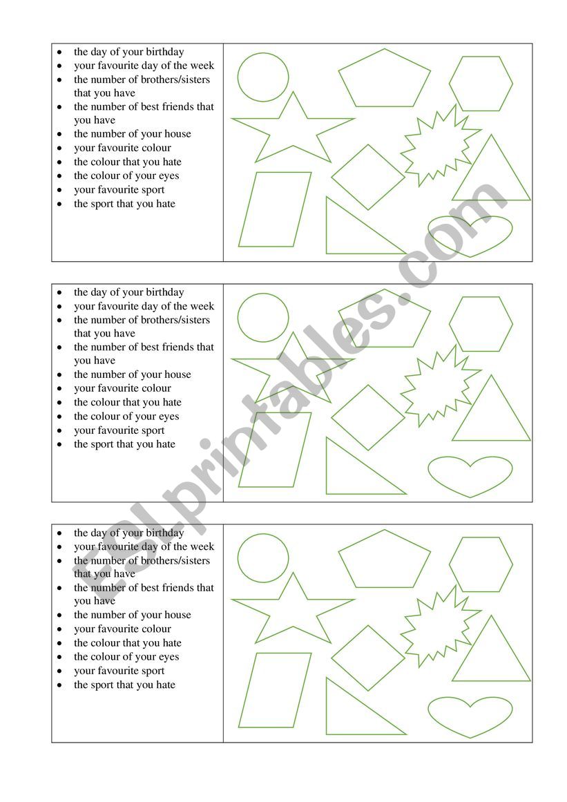 a fun ice-breaker worksheet