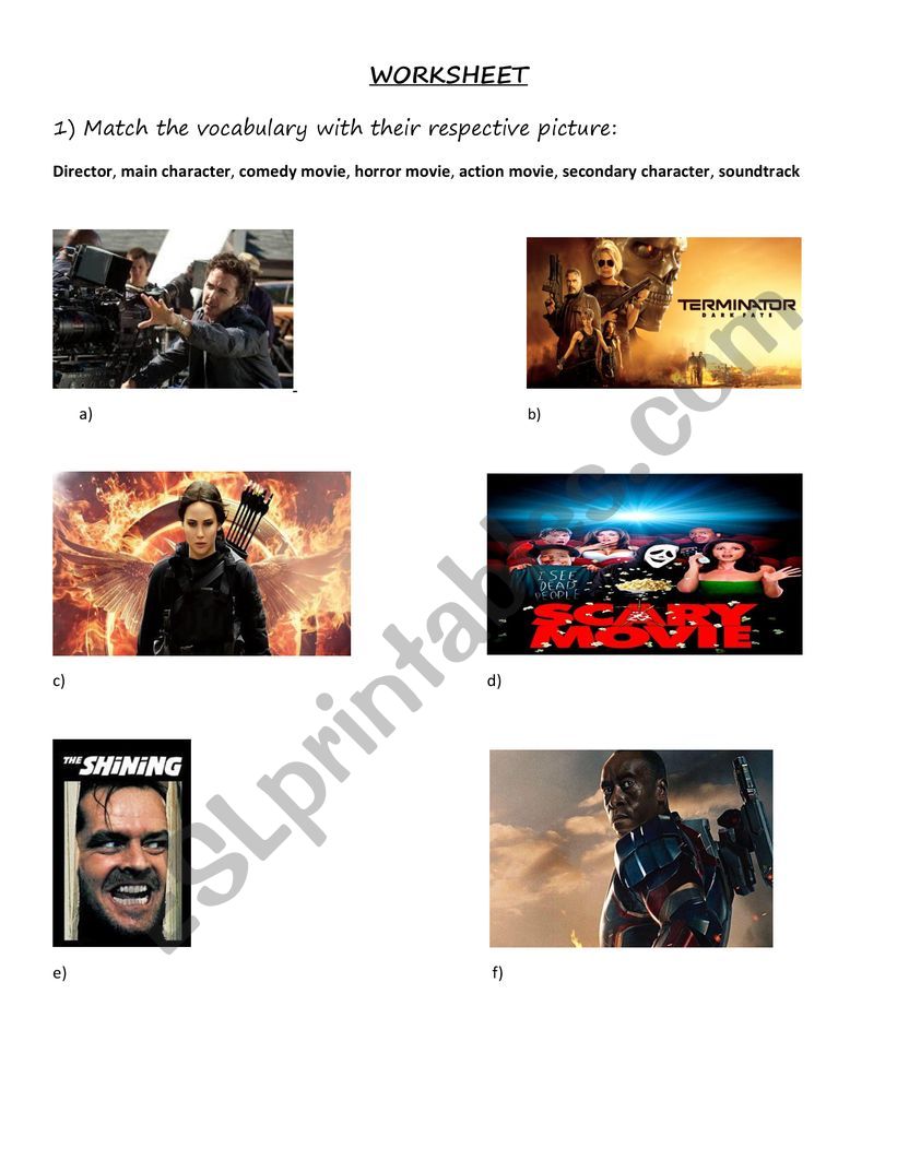 Movies vocabulary worksheet