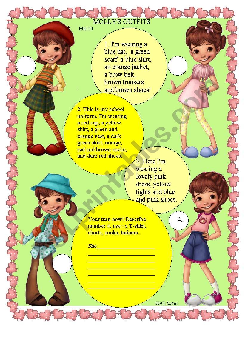 Molly s outfits describing clothes  ESL worksheet by Makigi