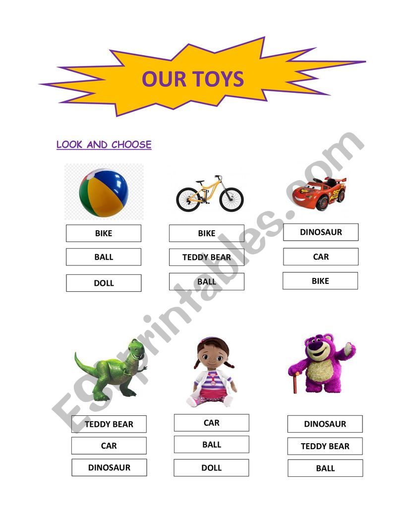 Our toys worksheet