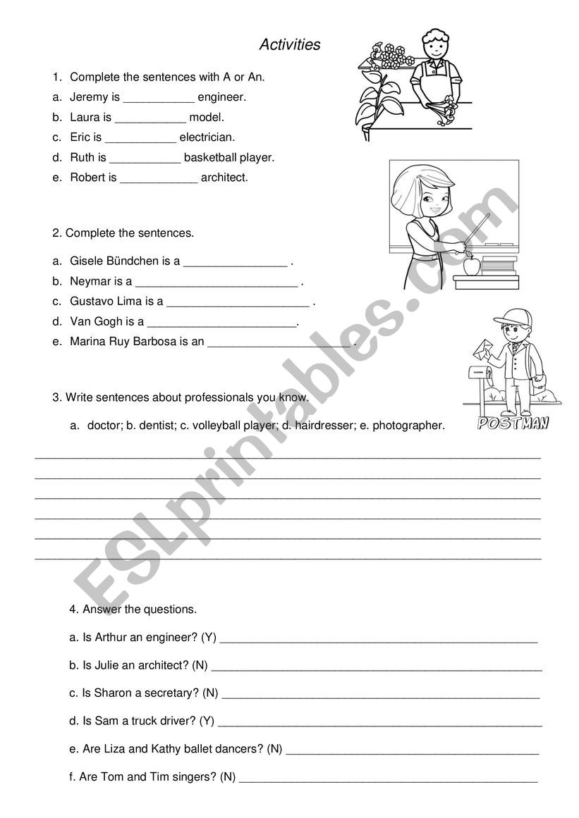 Activities related to JOBS worksheet