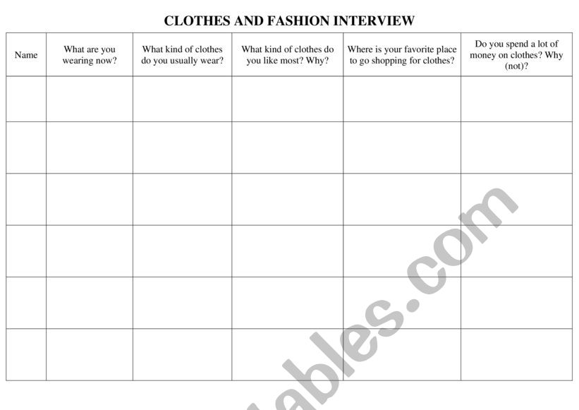 Clothes and Fashions Interview