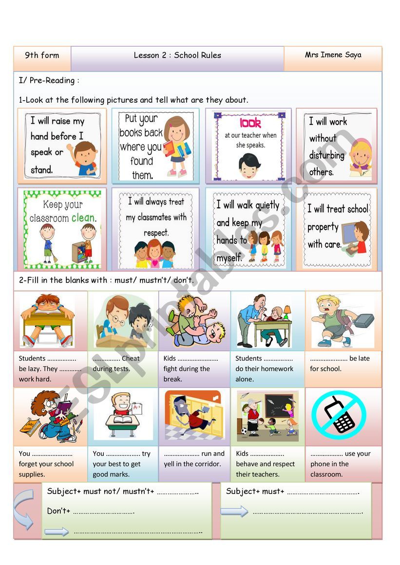 module-2-lesson-2-school-rules-esl-worksheet-by-imene89