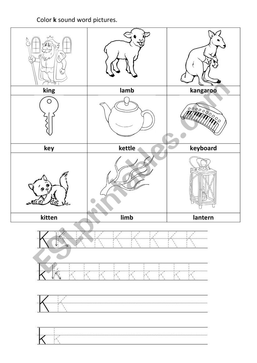 Letter K worksheet