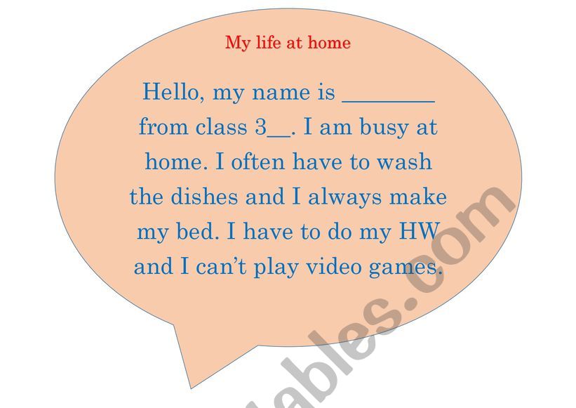 My life at home - introduction for interactive forum