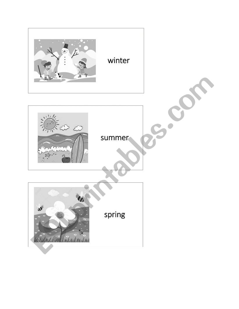 Seasons of the year flashcard worksheet