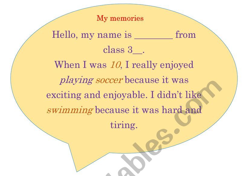 My memories - introduction for interactive forum