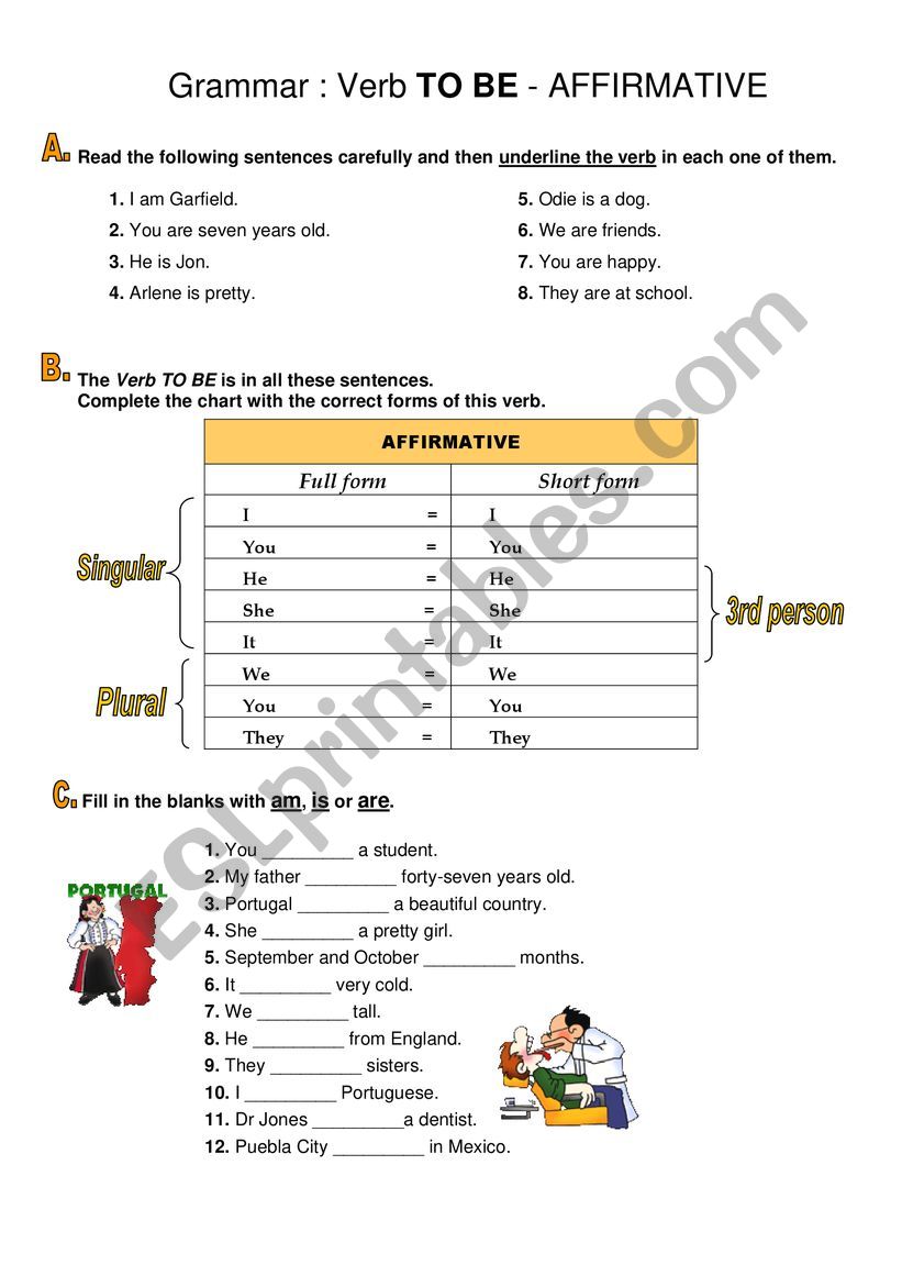 Verb to be  worksheet