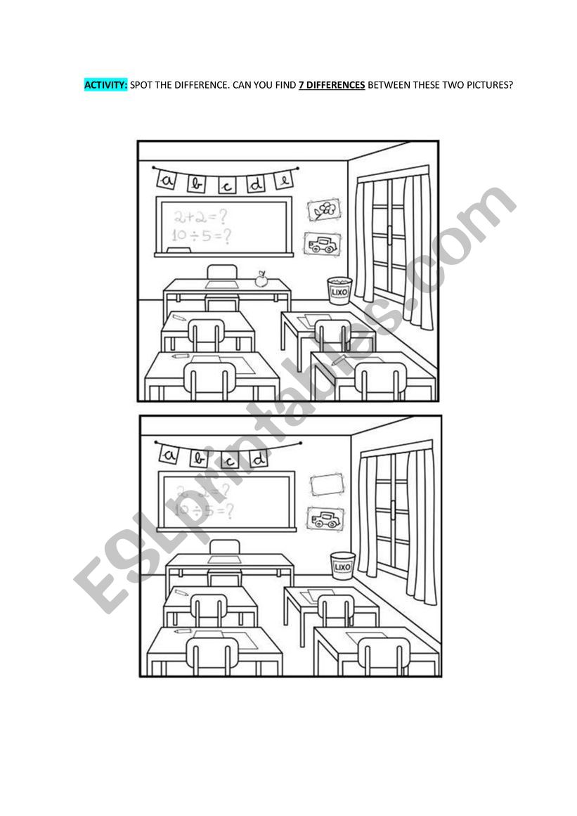 Spot the difference worksheet