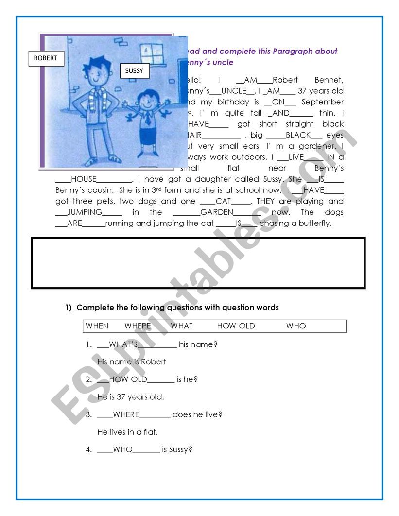 Benny and the Biscuits worksheet