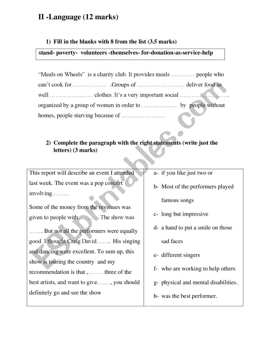 language tasks for 9th formers