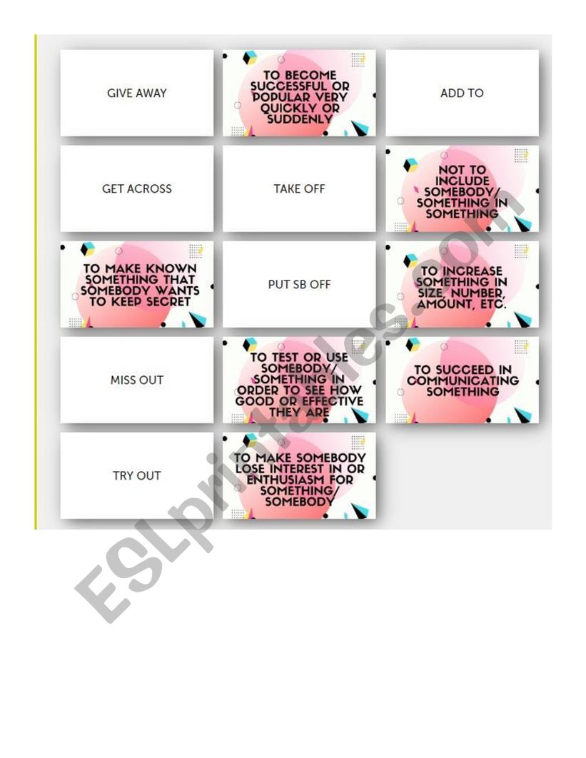 Phrasal verbs fro unit 2-Gold Exp b2