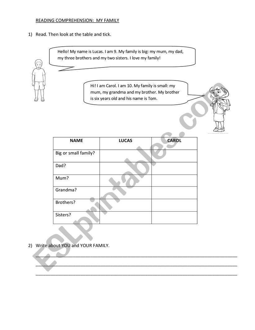 MY FAMILY worksheet