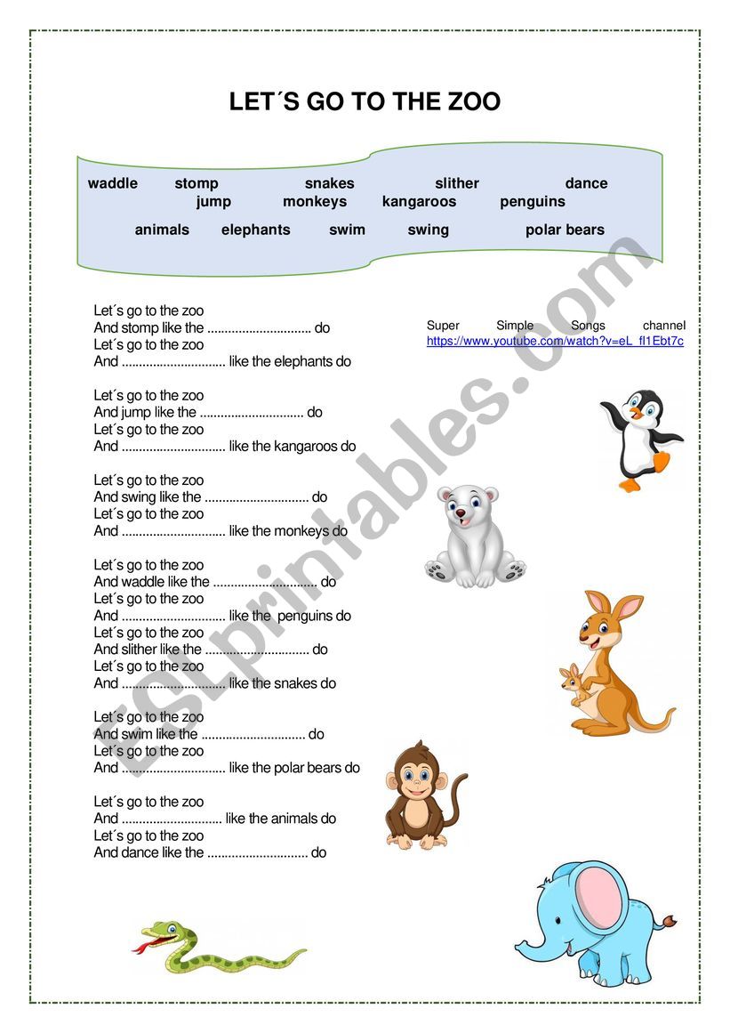 Lets go to the zoo worksheet