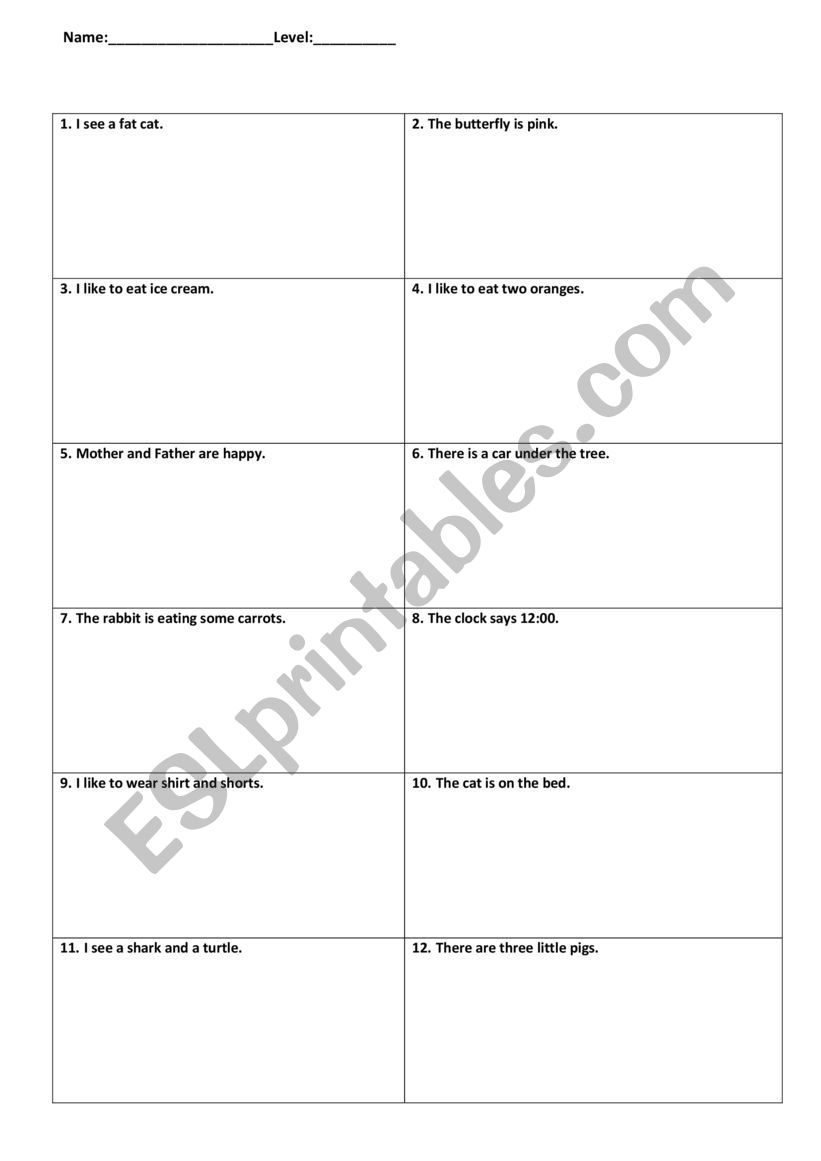 Read and Draw worksheet