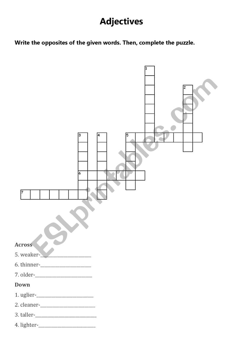 Opposites  worksheet