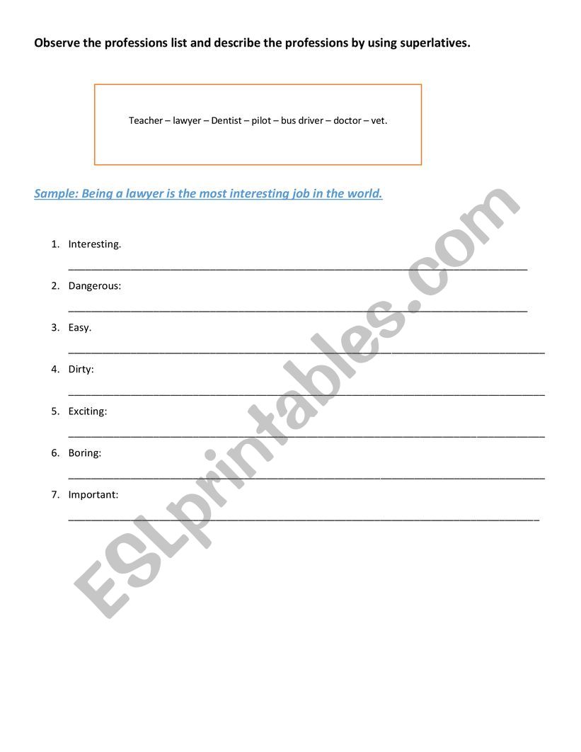 Jobs  worksheet