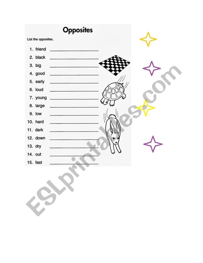 Opposites worksheet