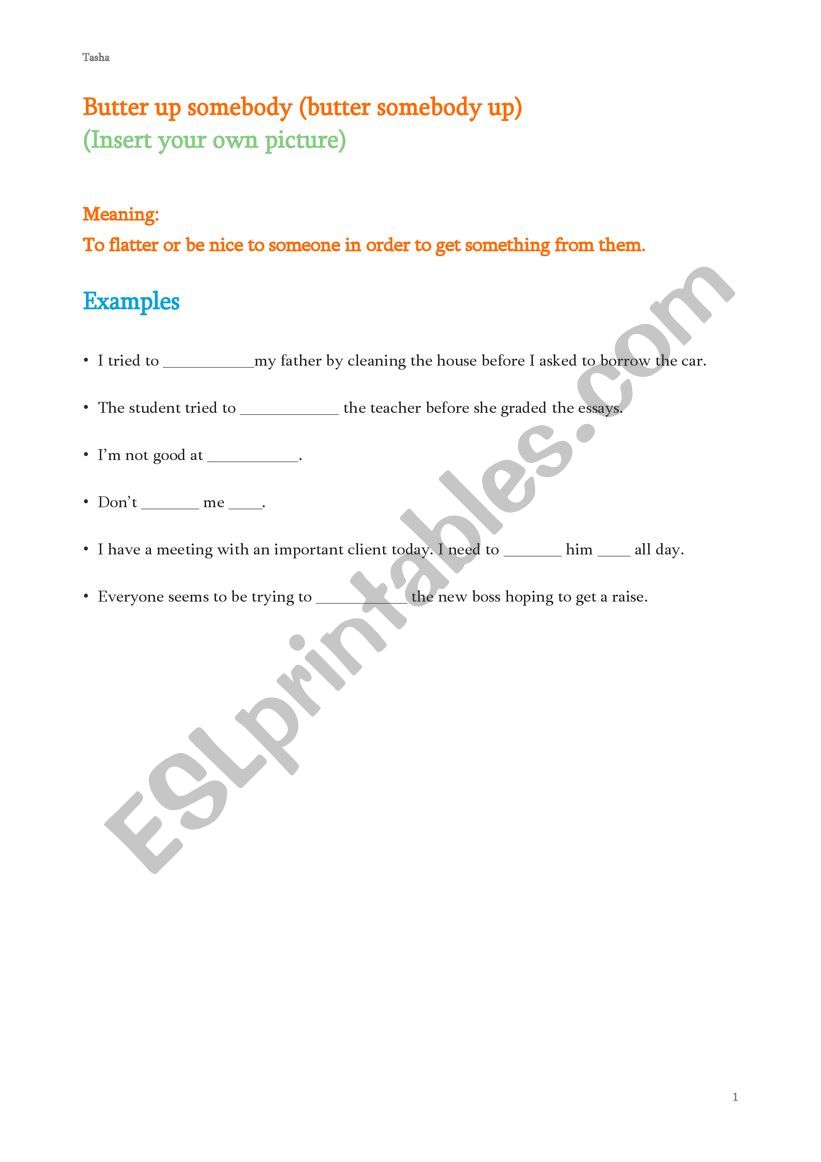 Idiom_butterup worksheet