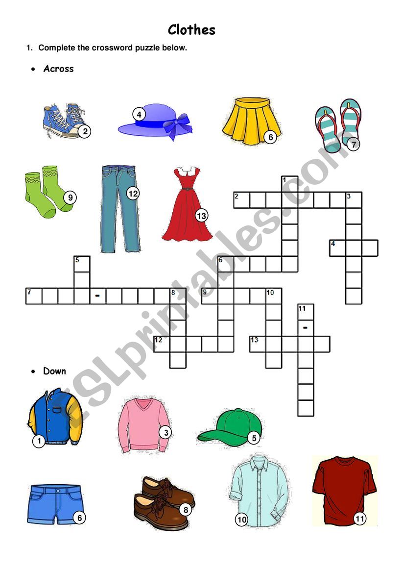 Play Clothes Crossword