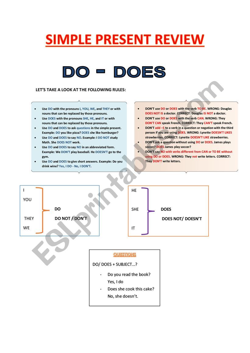 do and have review worksheet