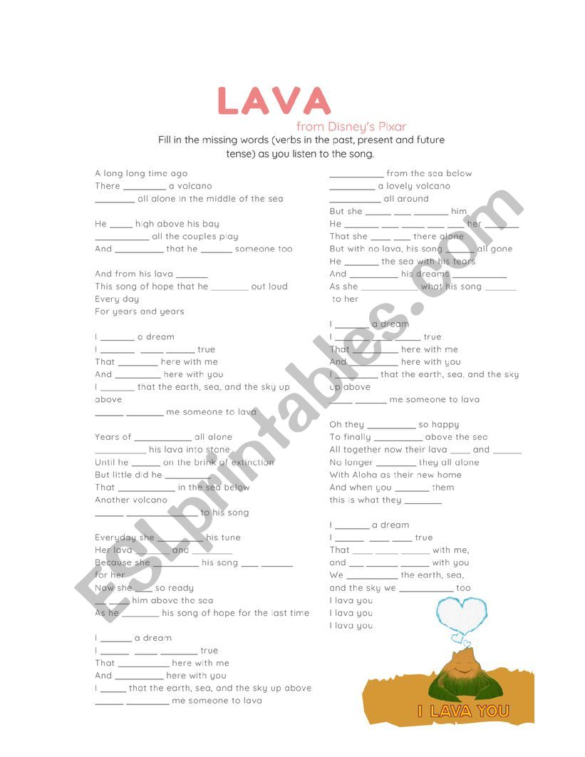 The Lava Song - Verb tenses listening exercise