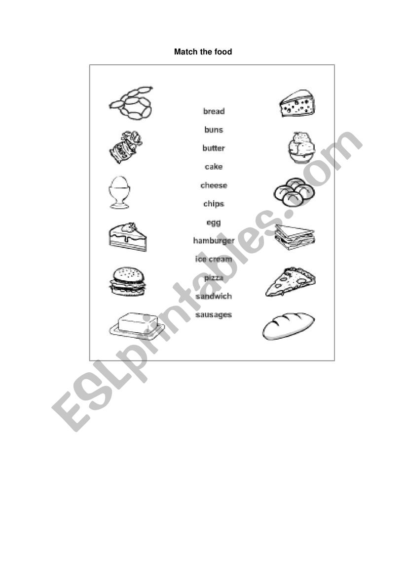 Match the food worksheet