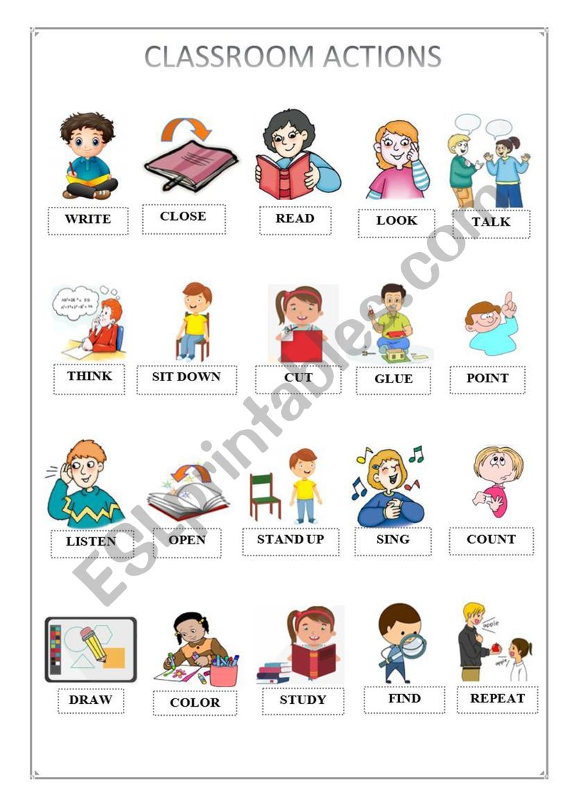 Classroom Actions worksheet