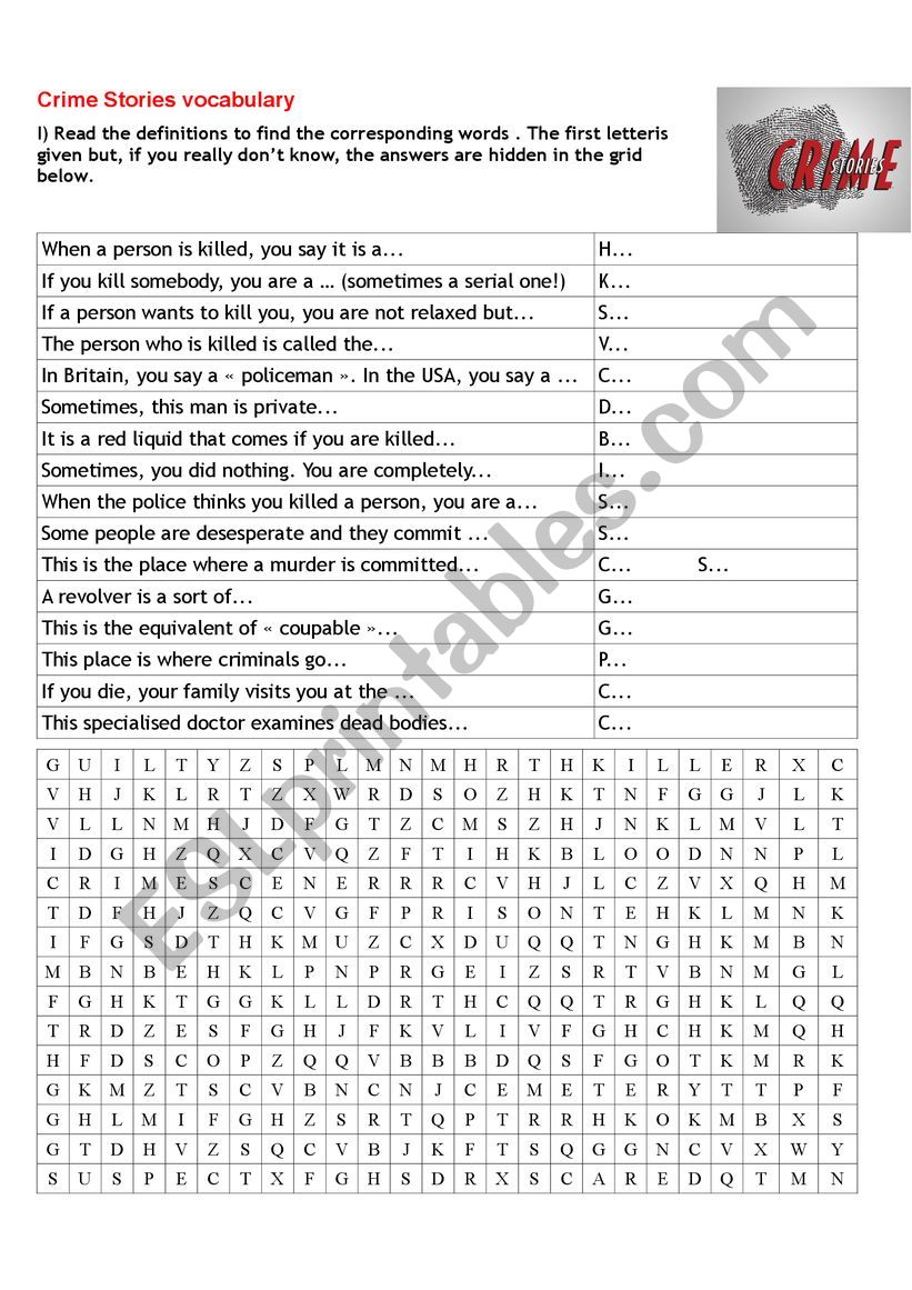 Talking about crime stories worksheet