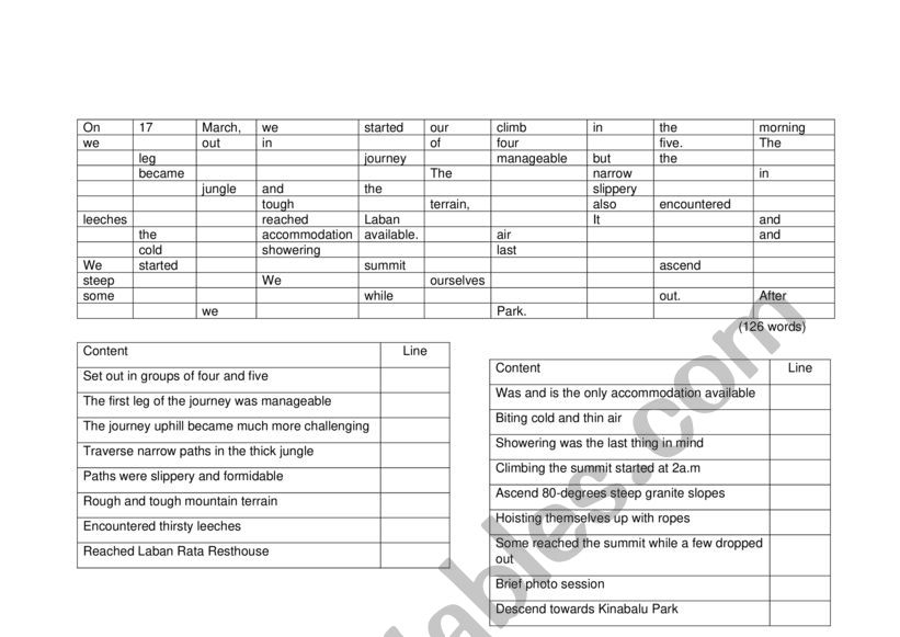 summary completion worksheet