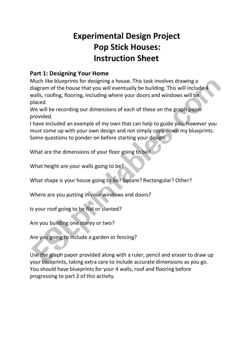 Popstick Houses - Instruction Sheet