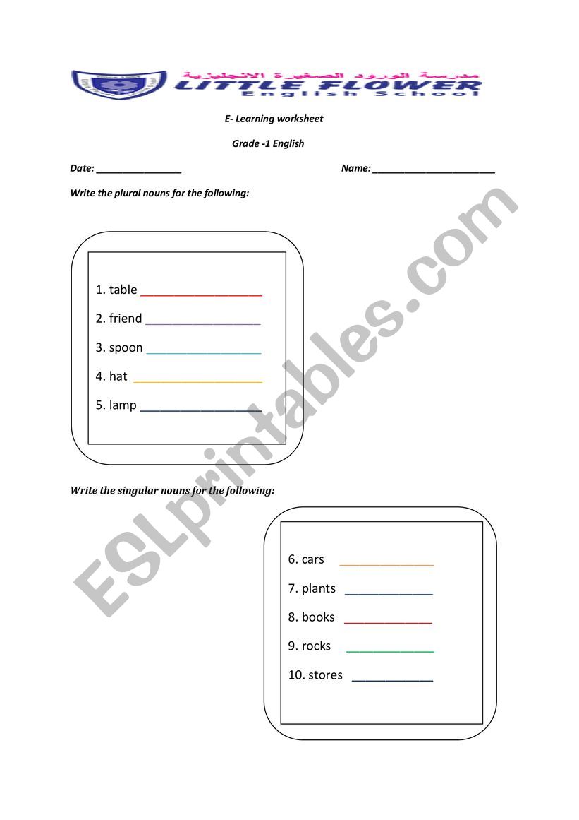 Singular and Plural worksheet