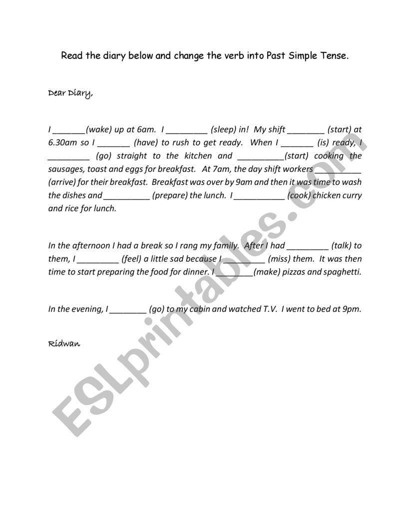 Cloze Passage worksheet