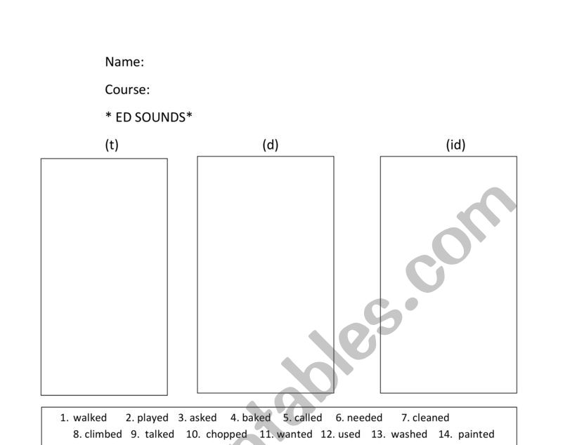 ed sounds worksheet