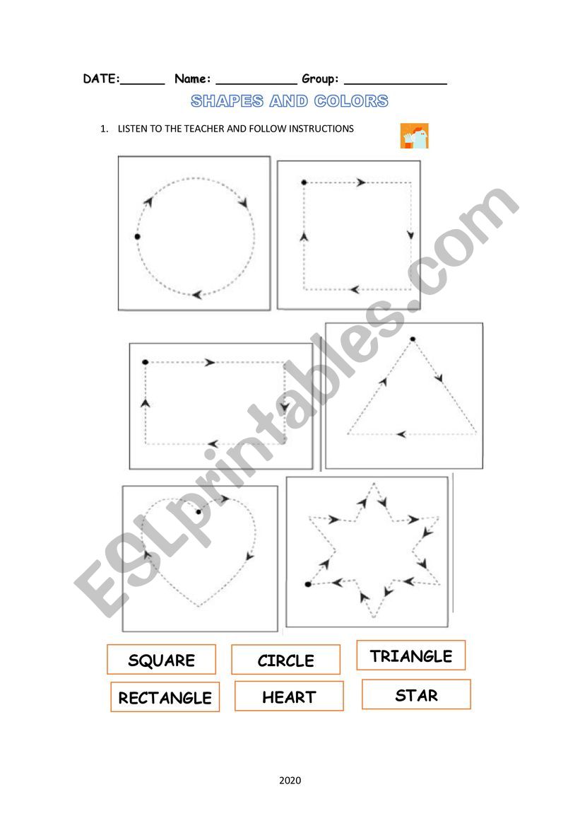 SHAPES AND COLOURS worksheet