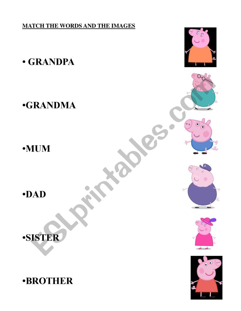 PEPPA PIGS FAMILY worksheet
